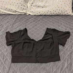 Torrid Black Chiffon Cropped Blouse